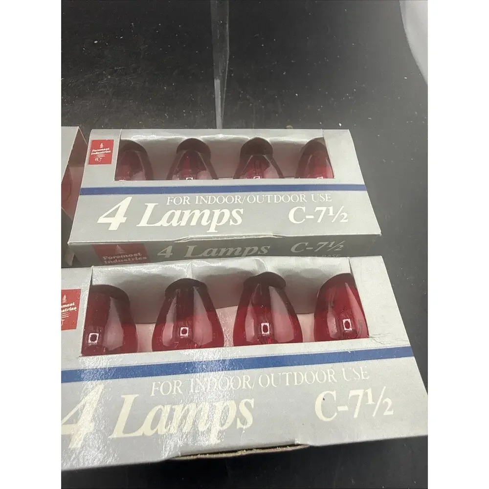 Vintage Foremost C-7 1/2 Red Christmas Light Bulbs Candelabra 4-Pack Lot Of 5